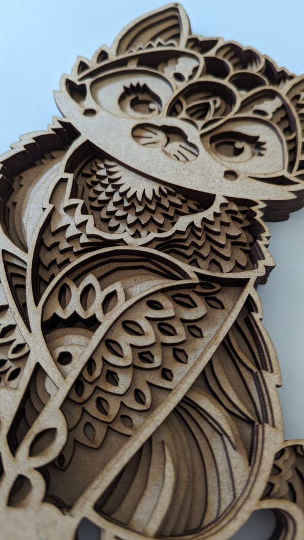 The Cat - Chat en MDF gravé et en relief